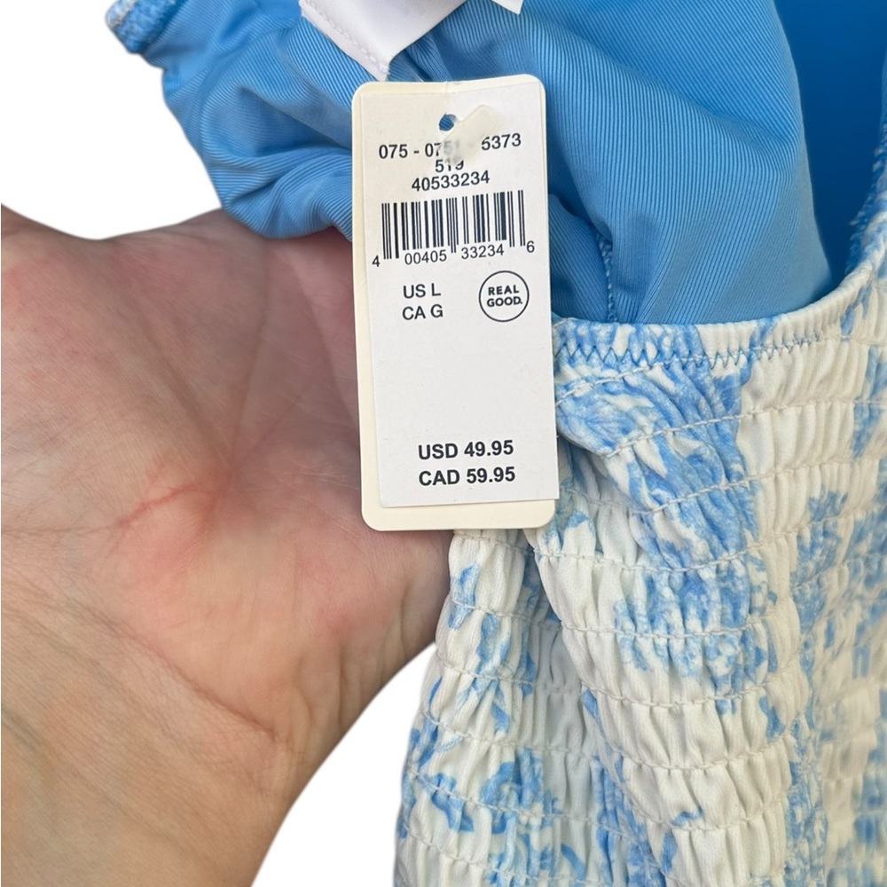 NWT Aerie Smocked Toile Birthday Scoop Cheekiest One Piece Swimsuit - Picture 4 of 6